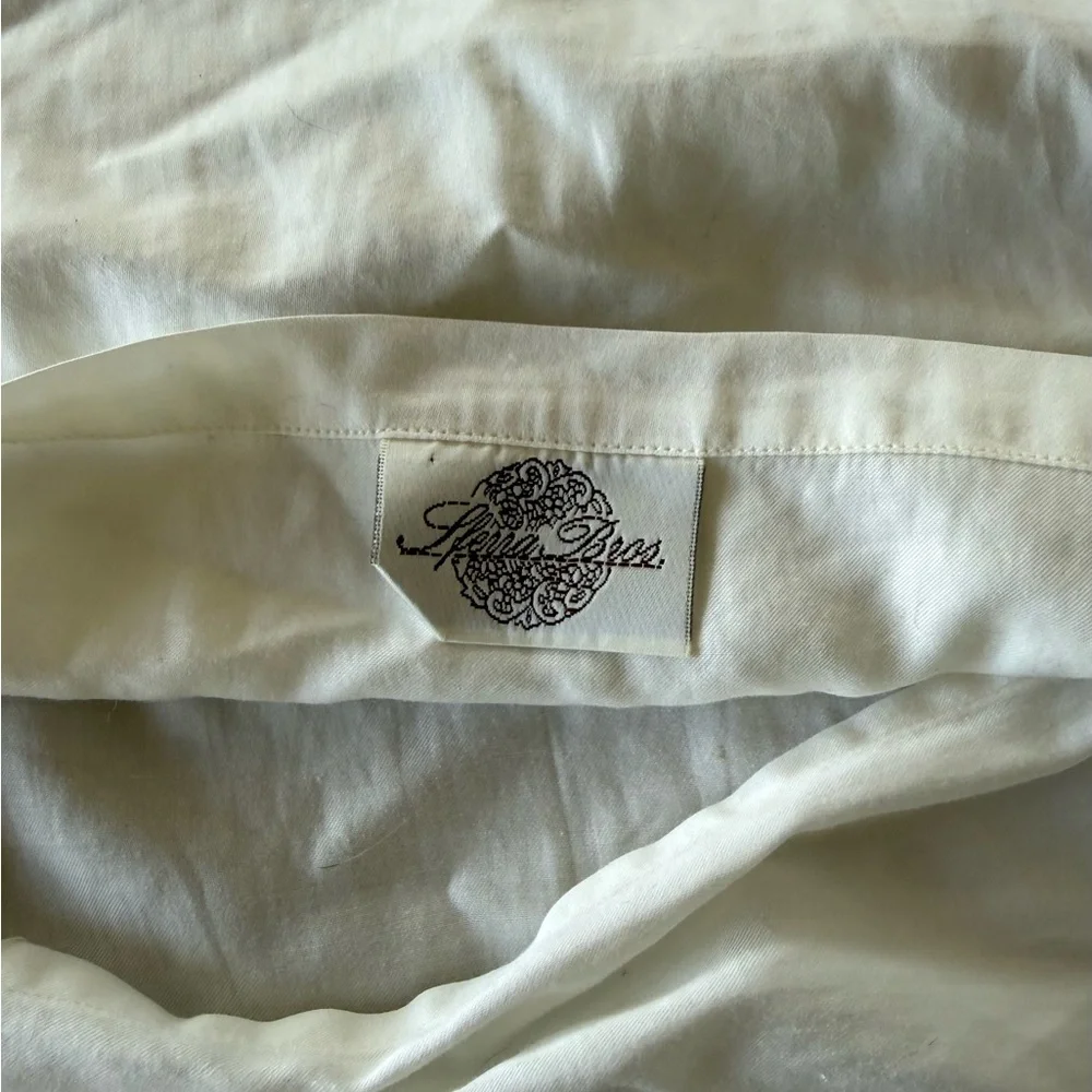 Sferra Euro Continental Sham 32x32 White Egyptian Cotton Hand Embroidered